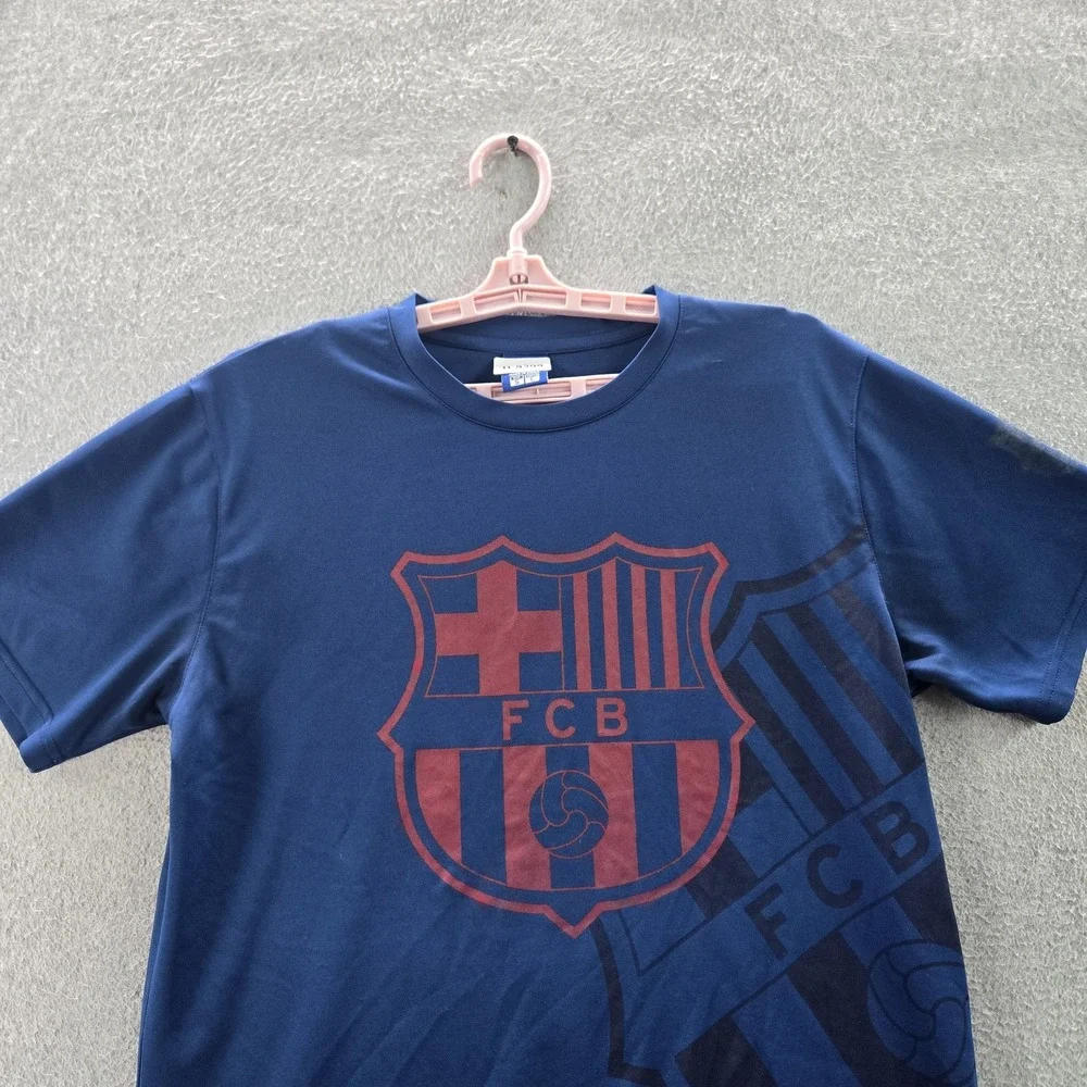 FC Barcelona Men Shirt S Blue Graphic Print Team Crest Logo Short Sleeve‎